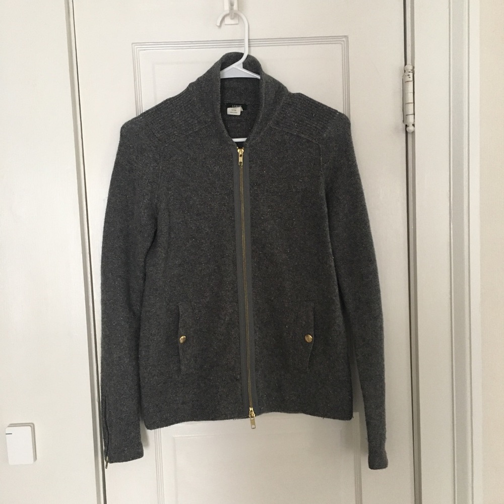 JCrew Gray Sparkle Cardigan